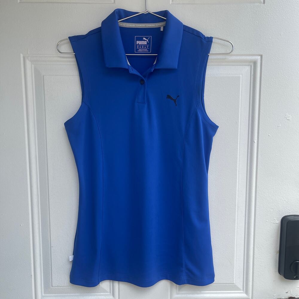 Puma Golf Women’s XS Blue Sleeveless DryCELL Polo Shirt Athletic Top